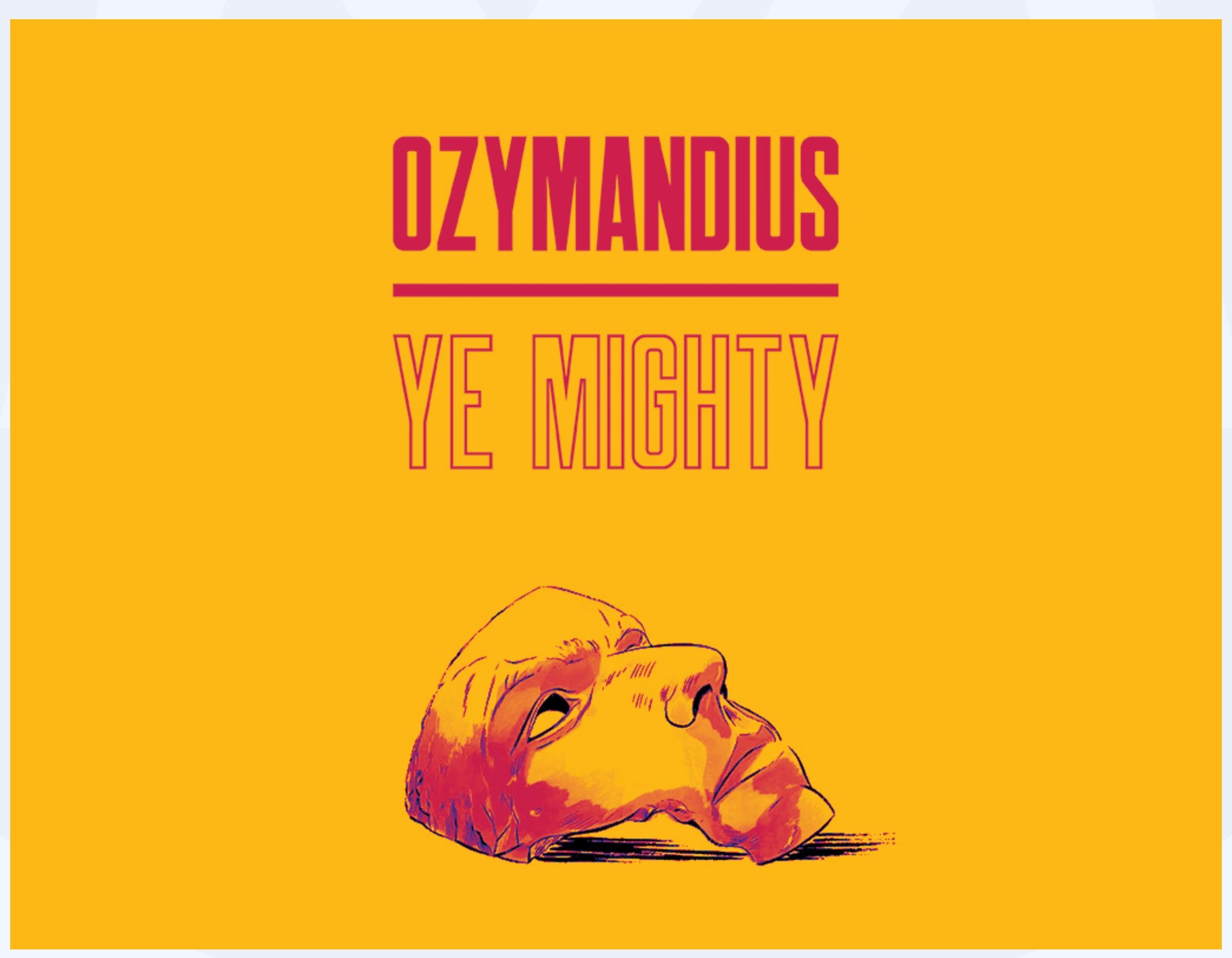 Album cover illustration for Ozymandius, Ye Mighty, with a fallen stone face